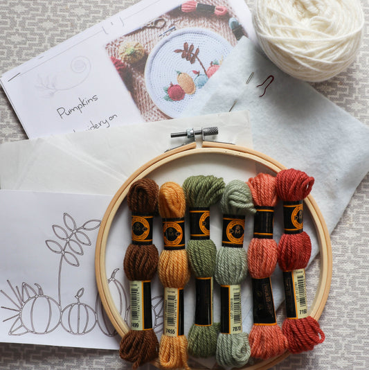 Pumpkin - embroidery on crochet kit