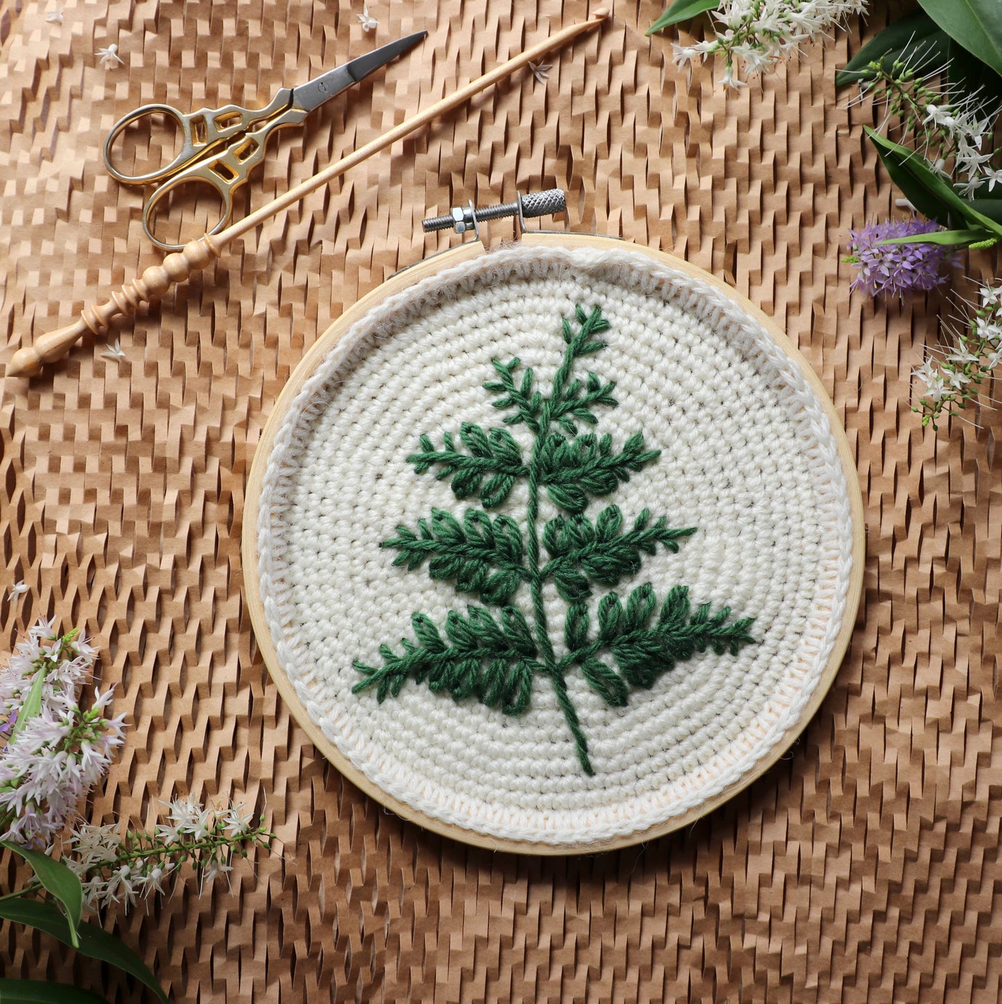 Fern - embroidery on crochet kit