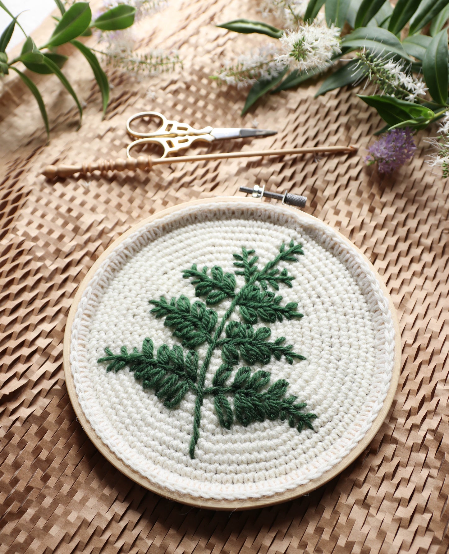 Fern - embroidery on crochet kit