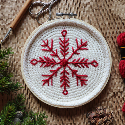 Snowflake - embroidery on crochet kit